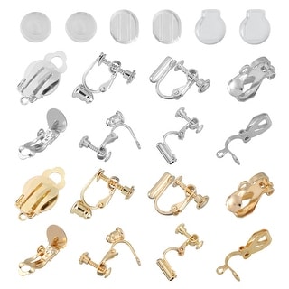 Clip-on Earring Converter with Silicon Earring Pads 16Pcs White & Gold ...