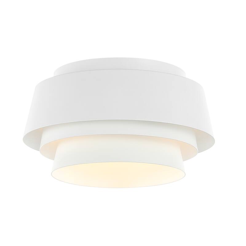 SAFAVIEH Gerli 3-Light 14-inch Layered Flush Mount (LED Bulbs Included) - 14 In. W x 14 In. D x 7.8 In. H - White - 14Wx14Dx8H