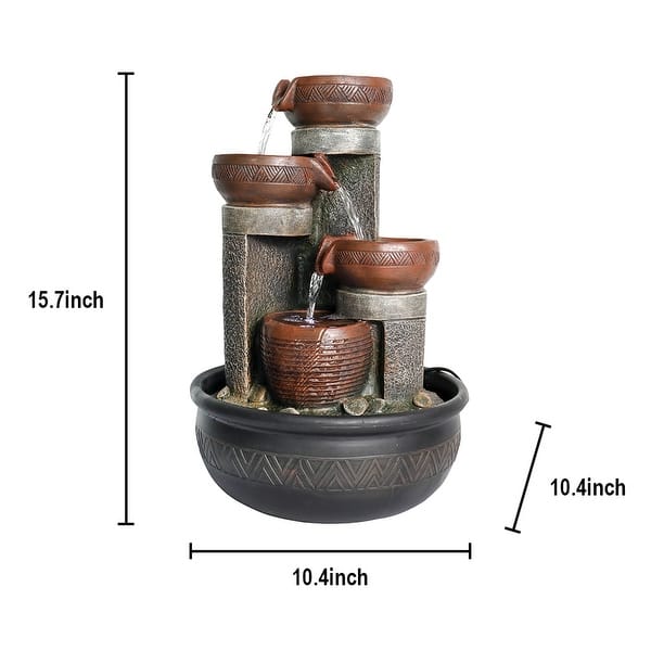 15.7-inch High Tiered Rock Water Fountains Indoor Waterfall Feature