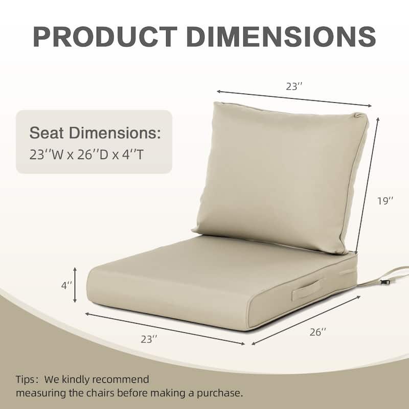 Aoodor Outdoor Chair Cushions Set, Water Resistant Deep Seat Cushions