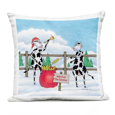 Stupell Feed The Farmless Funny Cows Printed Outdoor Throw Pillow Design by Roger Straub