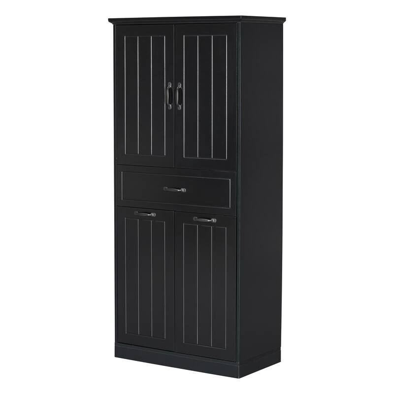 Bathroom Storage Cabinet with Two Laundry Baskets, Storage Cabinet with Doors and Drawer for Home