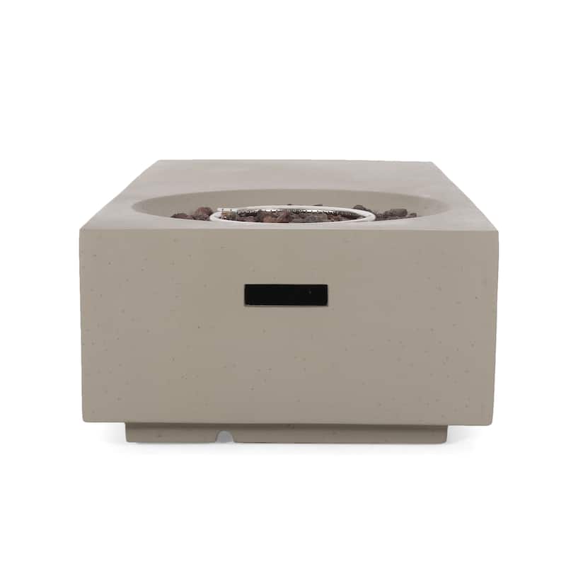 Evatt Outdoor 50,000 BTU Lightweight Concrete Fire Pit Table with Tank Holder by Christopher Knight Home