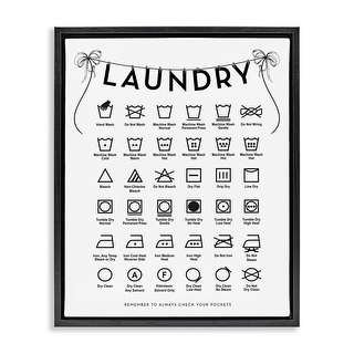 Stupell Laundry Symbols with Vintage Ribbons Framed Floater Canvas Wall ...