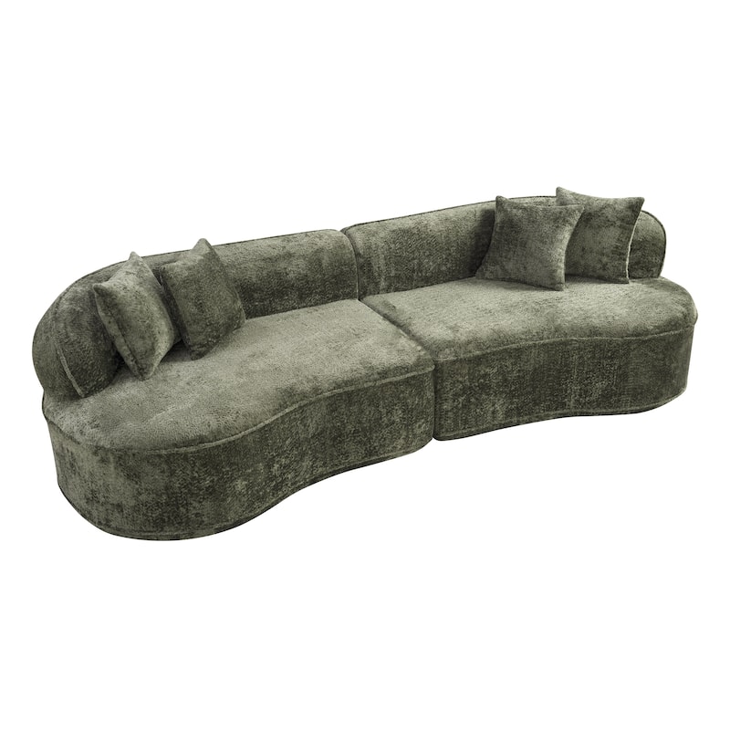 ModernCurved Sectional Sofa, Oversized Minimalist Sleeper Couch