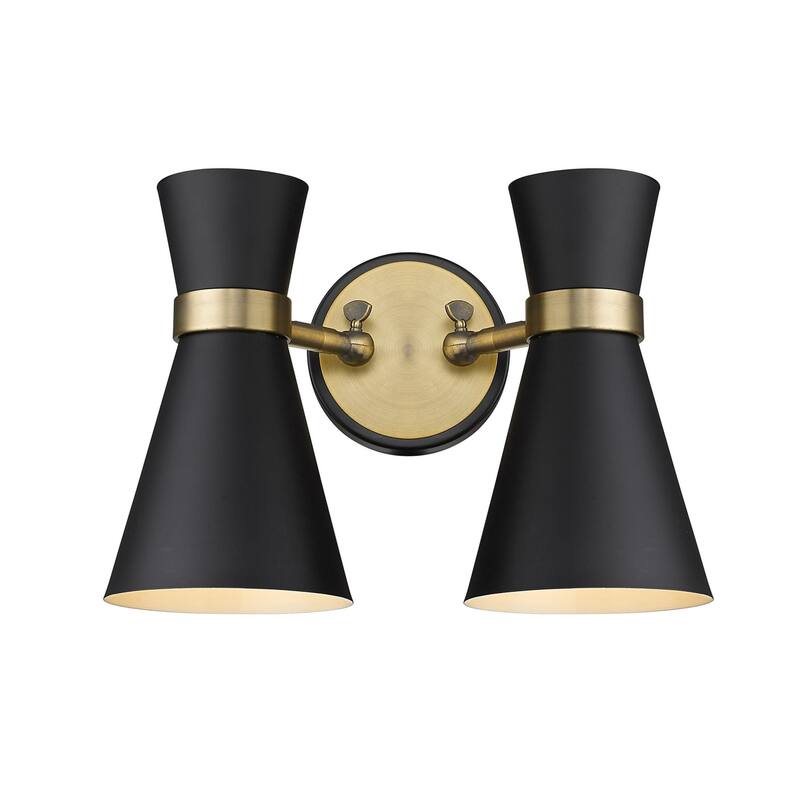 James Allan Inez 2 Light 10" Tall Wall Sconce - Matte Black / Heritage Brass