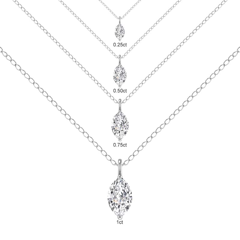 Marquee Lab Grown 1/2 Carat Marquise Solitaire Diamond Pendant in 14K White Gold