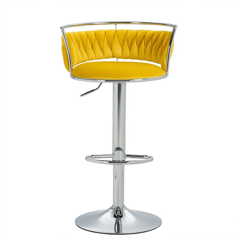 Set of 2 Velvet Adjustable Swivel Bar Stools