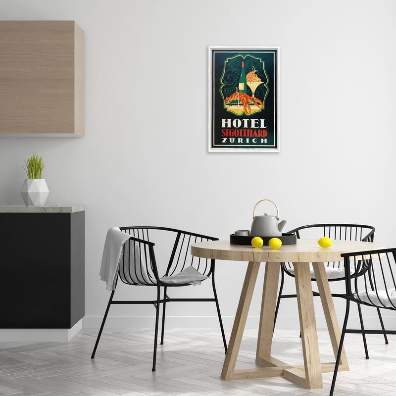 Stupell Vintage Hotel Zurich with Lobster Framed Giclee Art Design By Marcus Jules