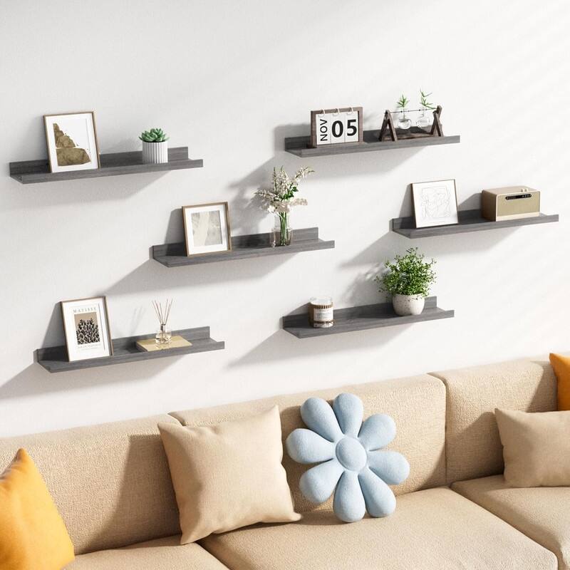 Decor Storage Set of 6 Floating Shelves for Wall, Wall Shelves - 23.6"D x 5.1"W x 1.7"H