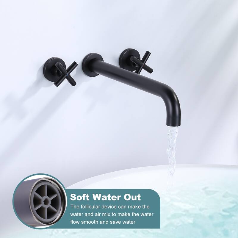 WOWOW Modern Cross-Style Dual-Handle Wall-Mounted Bathtub Faucet