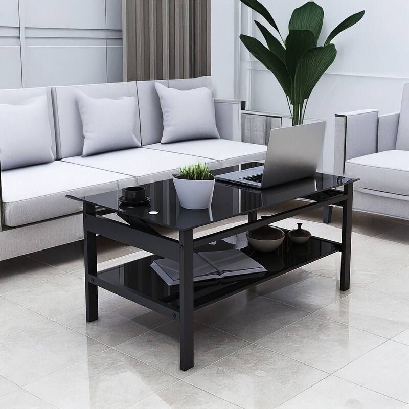 Glass Lift Top Coffee Table - Black1