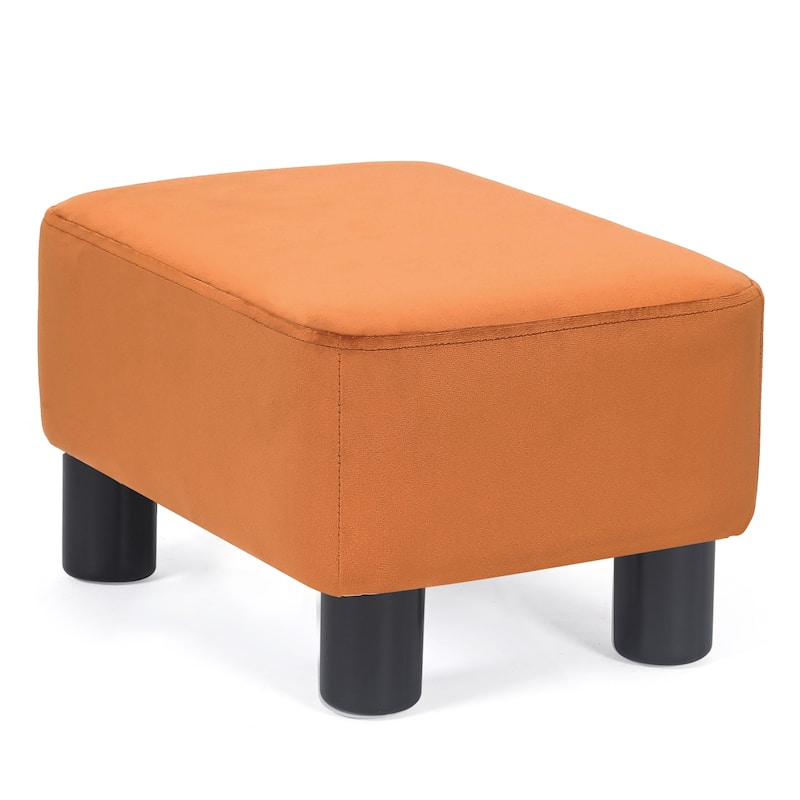 Adeco Footstool Ottoman Fabric Footrest Modern Rectangular Stool
