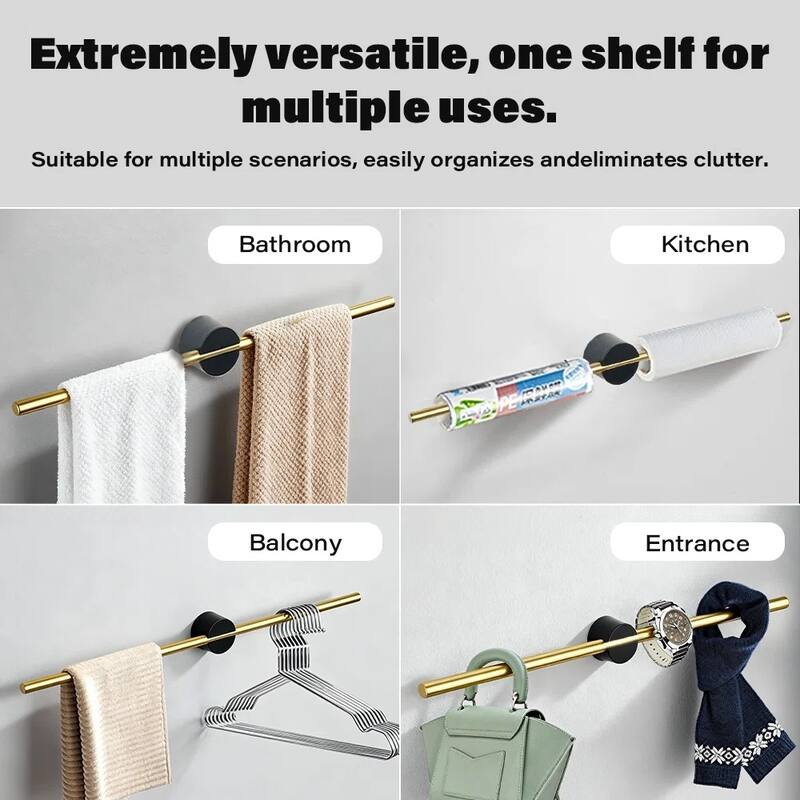 Modern Minimalist Gold Acrylic Towel Bar Towel Rack for Bathroom & Kitchen - 0.98'' H X 19.68'' L X 2.75'' D