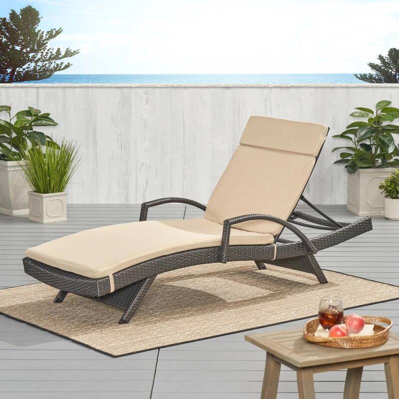 Roomfitters Salem Outdoor Chaise Lounge Cushion with Ties, Water Resistant, Patio Pad