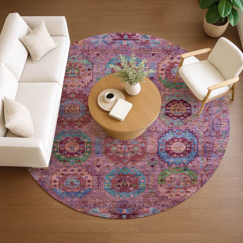 Machine Washable Indoor/ Outdoor Boho Vintage Chantille Rug