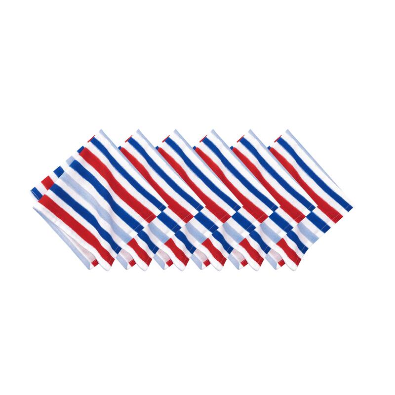 Watercolor Patriotic Stripe 4th of July Cotton Napkin Set of 6