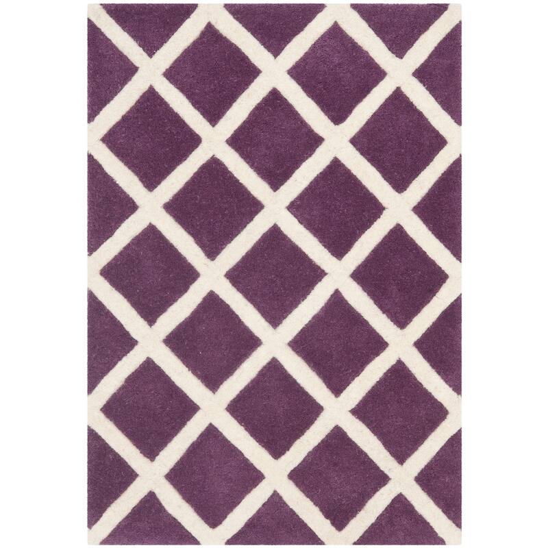 SAFAVIEH Handmade Chatham Retha Modern Moroccan Wool Rug - 2' x 3' - Purple/Ivory - Rectangle
