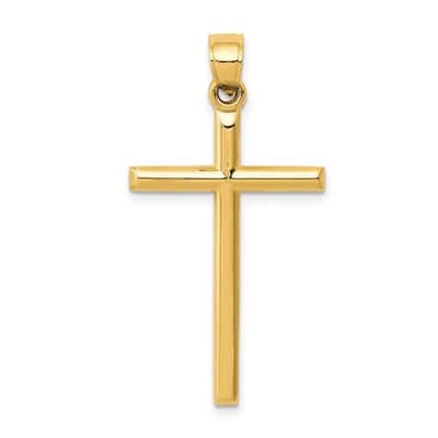 Curata 14k Yellow Gold 18" Large Hollow Polished Latin Unisex Cross Necklace - 37.9x19.7mm