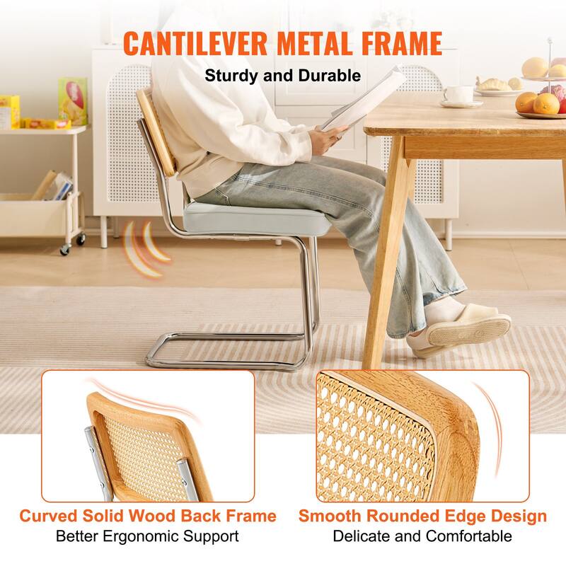 Rattan Dining Chairs Set of 4, Mid Century Modern Dining Chair, Upholstered Velvet Accent Chair with Rattan Back, Retro Dining
