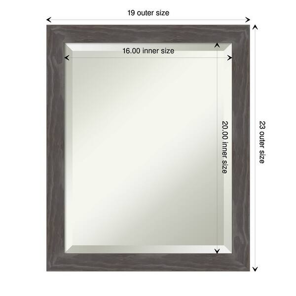 Beveled Wood Bathroom Wall Mirror Woodridge Rustic Grey Frame Bed