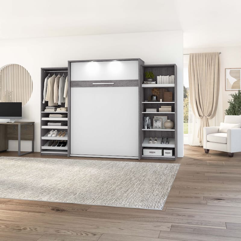 Cielo 125W Queen Murphy Bed with 2 Shelving Units by Bestar