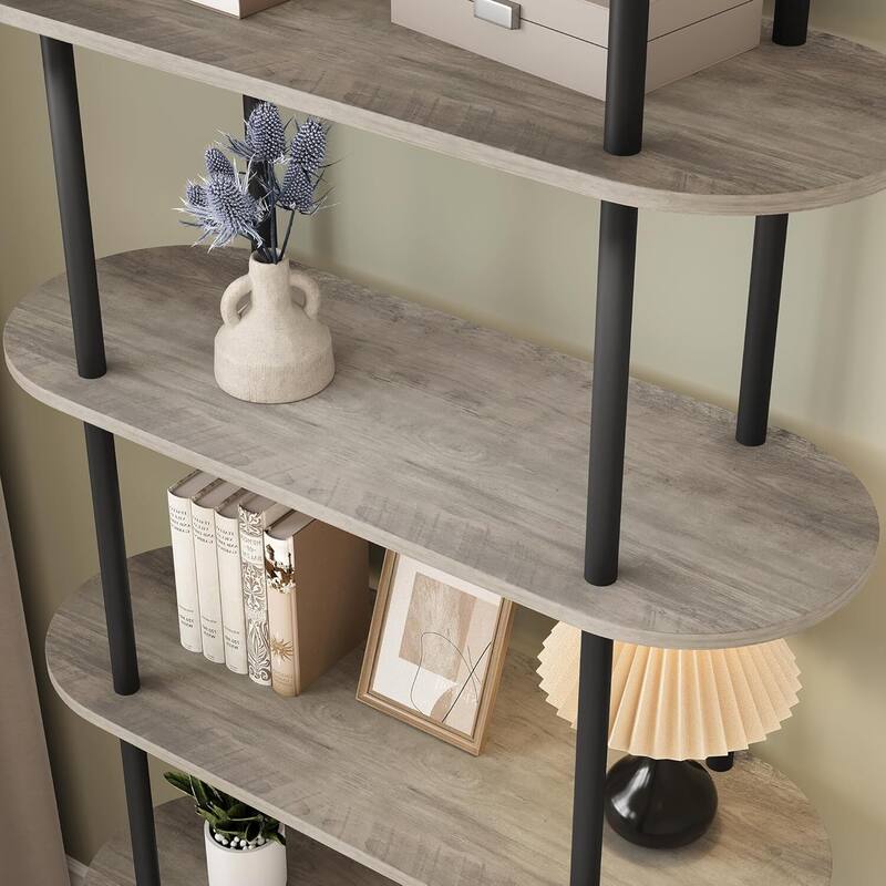 5-Tier Freestanding Metal Frame Bookcase. Open Storage Rack for Living Room, Bedroom - N/A