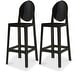 preview thumbnail 17 of 18, Set of 2 Modern High Back Side Armless Bar Stools With Backs Chairs For Kitchen Island Home Indoor Outdoor Patio Clear Black