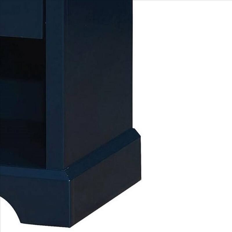 Transitional 1 Drawer Wooden Nightstand with Open Compartment, Blue