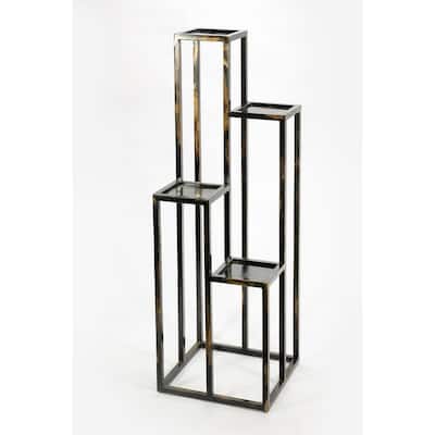 47.25" 4 Tier Black / Gold Cast Metal Plant Stand