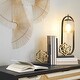 preview thumbnail 2 of 5, Stainless Steel Metal Geometric Overlapping Cube Bookends with Black Bases - Set of 2 Gold - Roche River Decor - 6"W x 8"L x 8"H