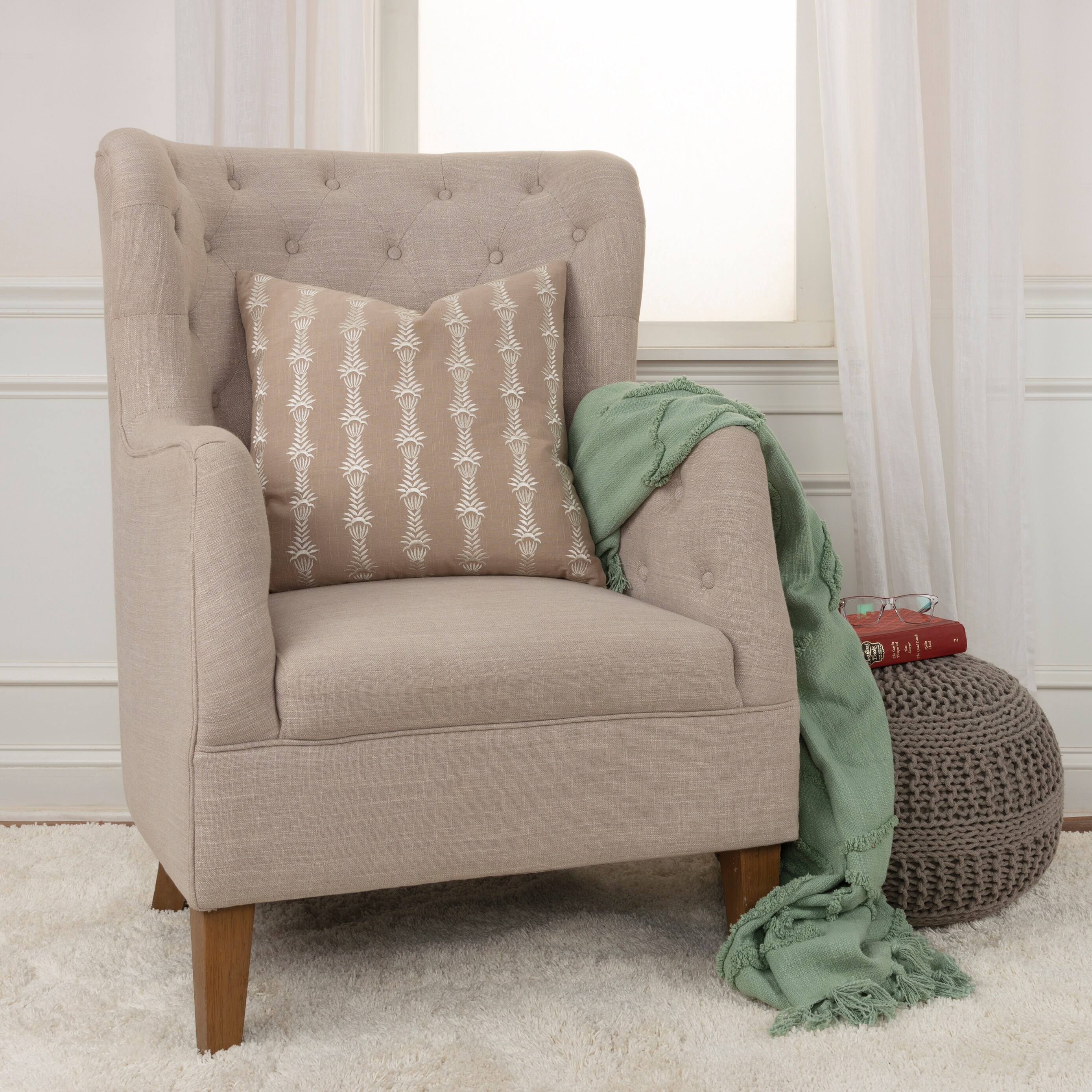 Rizzy Home Embroidered Throw Pillow Cover-image