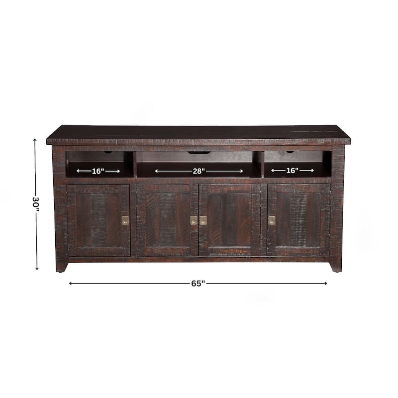 Nantucket 65-Inch Wide Solid Wood TV Stand with Storage