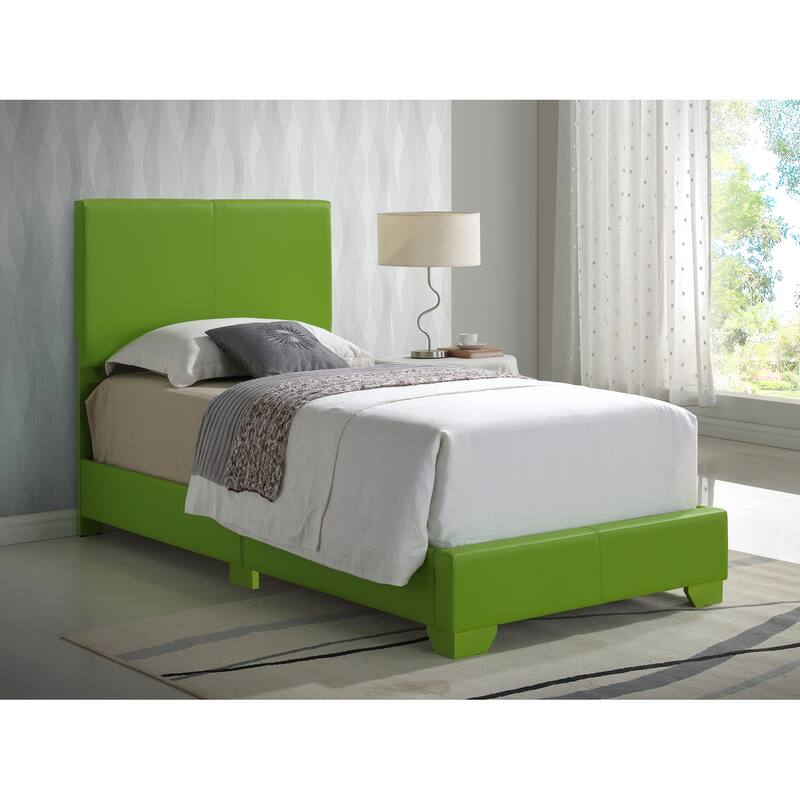 Aaron Upholstered Twin Panel Bed - Apple Green