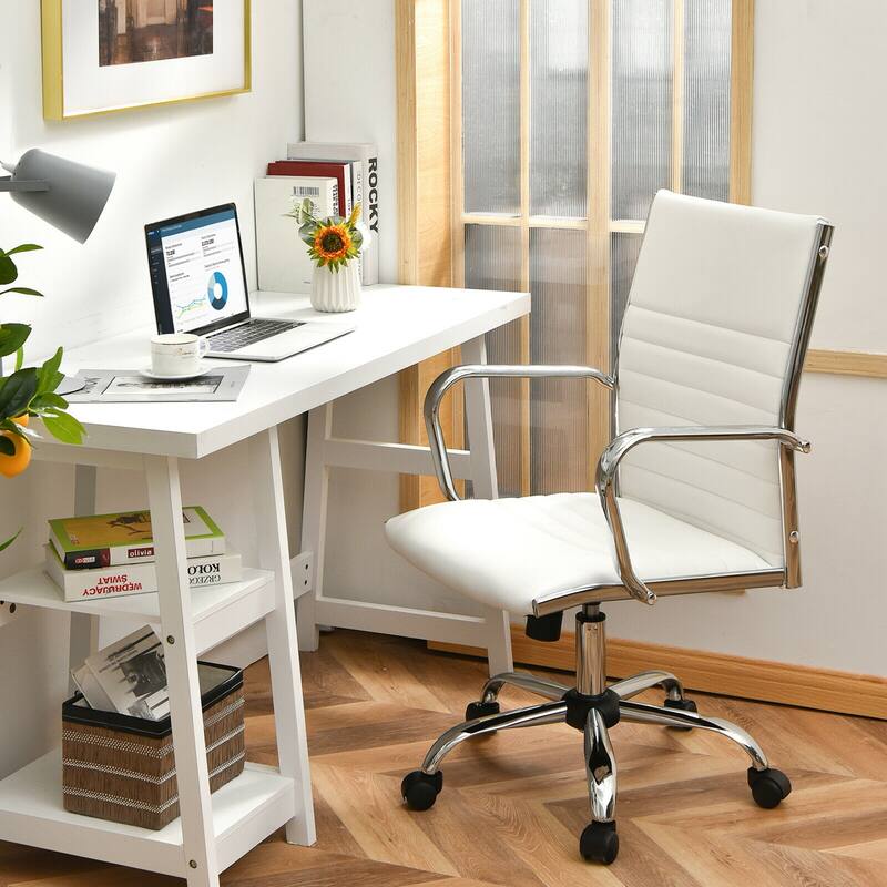 Gymax PU Leather Office Chair High Back Conference Task Chair