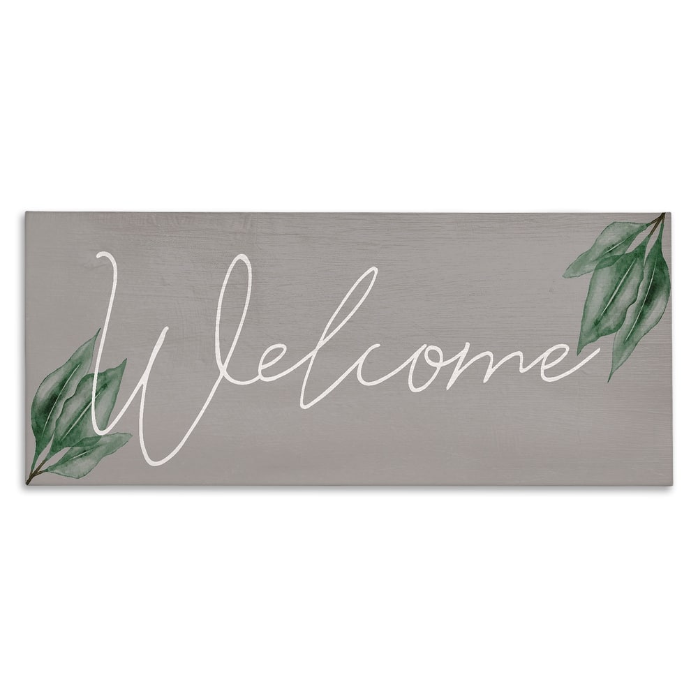 Stupell Welcome on Grey with Herbs Canvas Wall Art Design By Lil' Rue