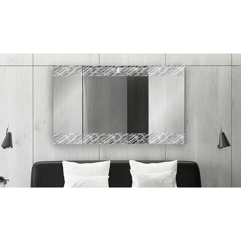 Modern Contemporary Rectangle Bathroom Mirror Driftwood Etched Floating Frameless Mirror Hangs Vertically or Horizontally