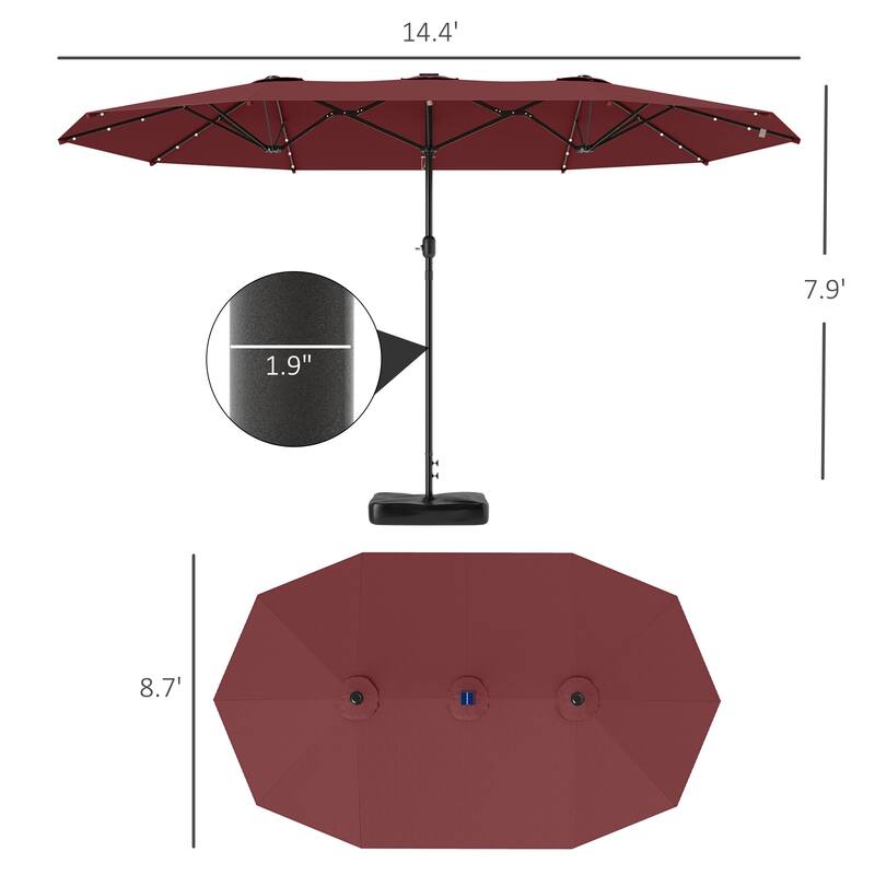 Double-Sided Large Patio Umbrella with Crank Handle Outdoor Canopy for Backyard Garden or Patio