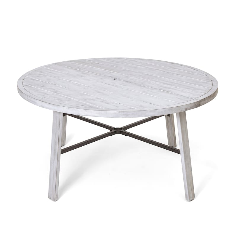 Outdoor Dinning Table with an Umbrella Hole for Patio, Backyard, Garden - Grey