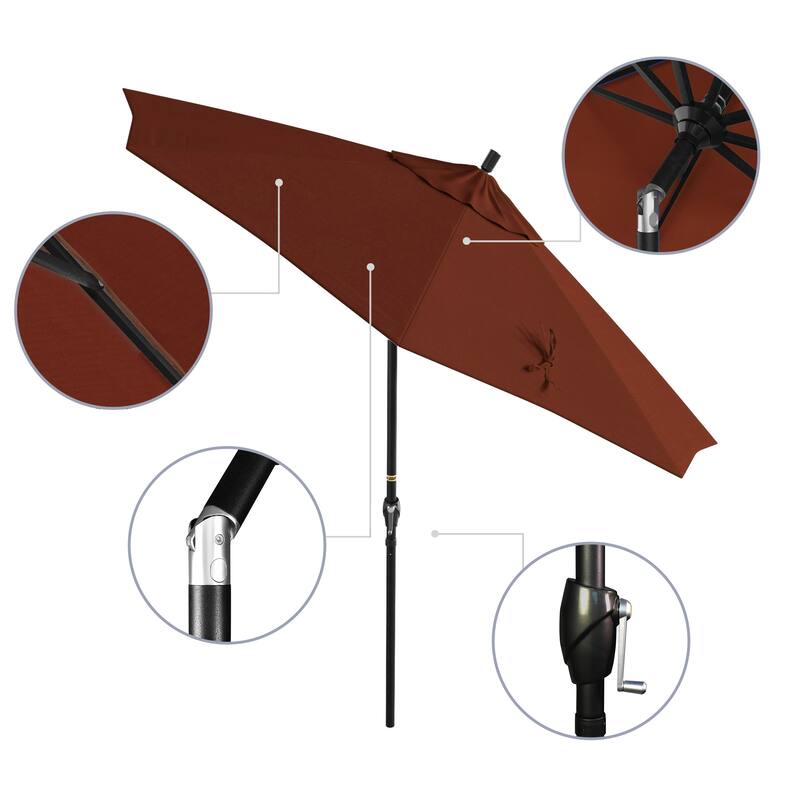 California Umbrella 9-foot Round Crank Lift, Push ButtonTilt, Black Frame Finish, Aluminum Patio Umbrella with Sunbrella Fabric