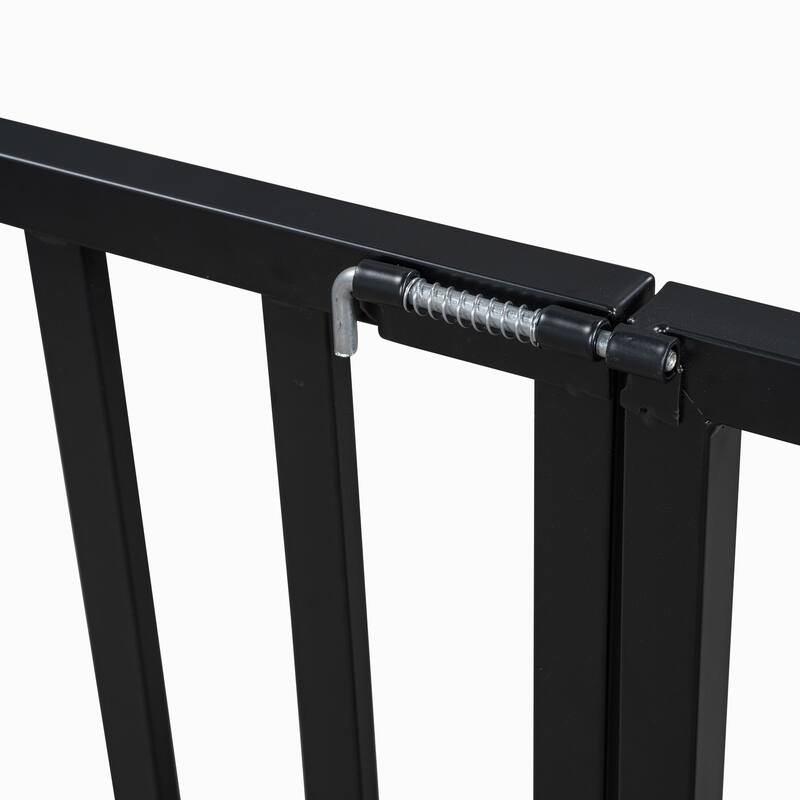Black Twin Size Metal House Bed with Fence, Roof, and Door for Kids' Bedroom
