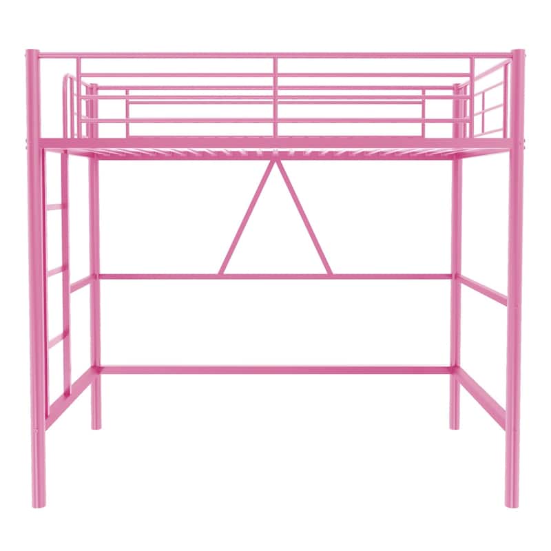Twin Kids Loft Metal Bed with Reversible Stairs 400lb Capacity Space Saving Under Bed Study Play Area