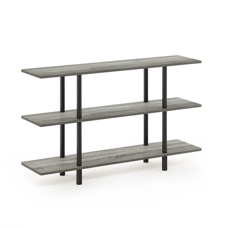 3 Tiers Wood Household Shelving Unit in French Oak/Black (47.24 in. W x 27.83 in. H x 11.61 in. D) - 47.24