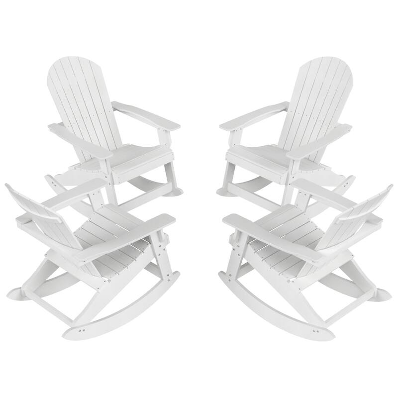 Vineyard HIPS Outdoor Eco-Friendly All Weather Seashell Rocking Adirondack Chairs (Set of 4)