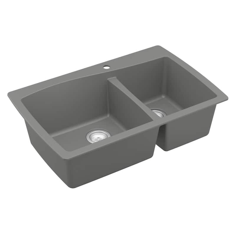 Karran Drop-In Quartz 60/40 Double Bowl Kitchen Sink