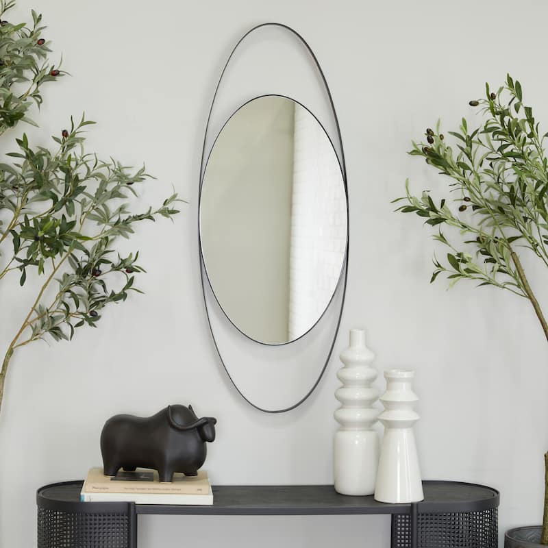 CosmoLiving by Cosmopolitan Metal Oval Wall Mirror - Black or Gold - Black