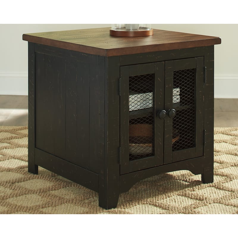 Signature Design by Ashley Valebeck Black/Brown Coffee Table with 2 End Tables - 36" W x 36" D x 18" H