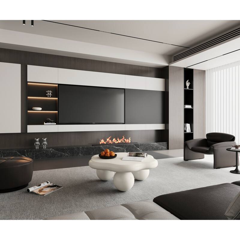 35" Cloud Shaped Modern Minimalist Coffee Table with Spherical Legs