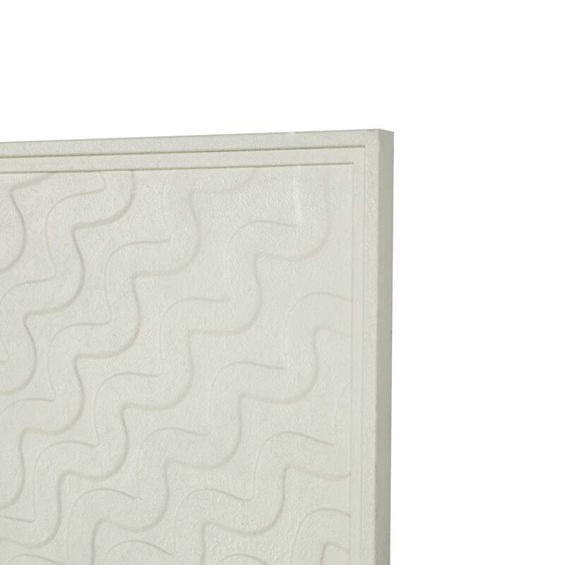 White Metal Geometric Home Wall Decor with Gold Foil Center and Wavy Patterns