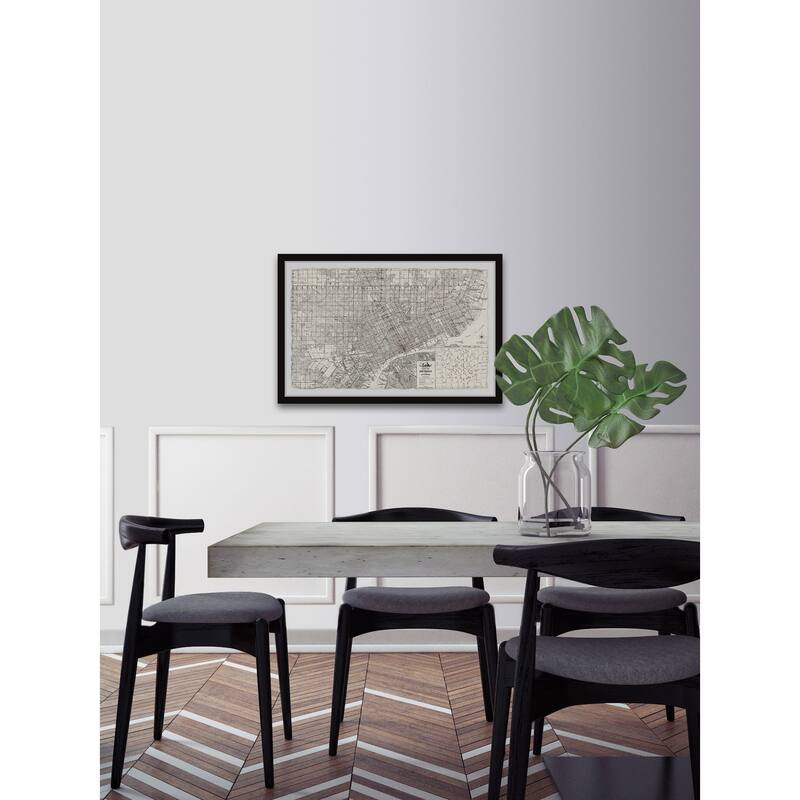 'Vintage Detroit Map' Framed Painting Print